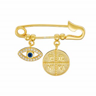 Oxzen ασημένια βρεφική παραμάνα με ματάκι και Κωνσταντινάτο