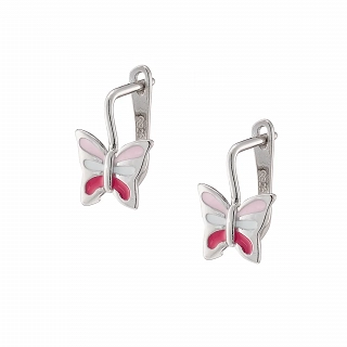 Oxzen ασημένιο παιδικό σκουλαρίκι κρικάκι με πολύχρωμη πεταλούδα