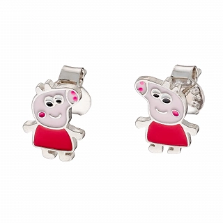 Oxzen παιδικό ασημένιο σκουλαρίκι με την Peppa