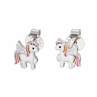 Oxzen παιδικό ασημένιο σκουλαρίκι Unicorn