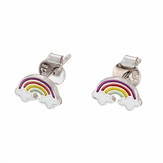 Oxzen ασημένιο παιδικό σκουλαρίκι ουράνιο τόξο