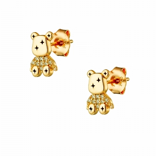 Oxzen σκουλαρίκι ασημένιο παιδικό - εφηβικό με αρκουδάκι