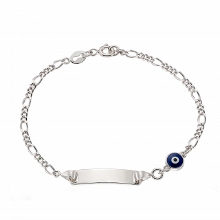 Oxzen παιδικό βραχιόλι, ταυτότητα ασημένια με ματάκι