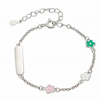 Oxzen ασημένιο βρεφικό - παιδικό βραχιολάκι με μαργαρίτες