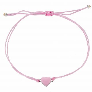 Oxzen ασημένιο παιδικό βραχιολάκι μακραμέ με καρδούλα