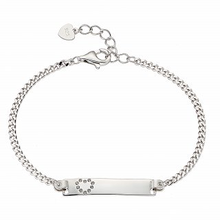 Oxzen ασημένια παιδική ταυτότητα με καρδούλα