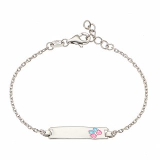 Oxzen ασημένια παιδική ταυτότητα με πεταλούδα