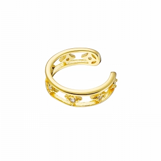 Oxzen ασημένιο σκουλαρίκι Ear Cuff με λευκά ζιργκόν