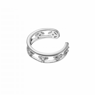 Oxzen ασημένιο σκουλαρίκι Ear Cuff με λευκά ζιργκόν