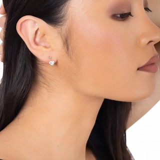 Oxzen ασημένια σκουλαρίκια καρφωτά με καρδούλα