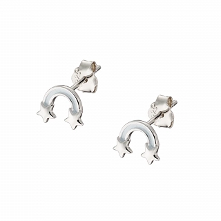 Oxzen ασημένια σκουλαρίκια καρφωτά με ουράνιο τόξο