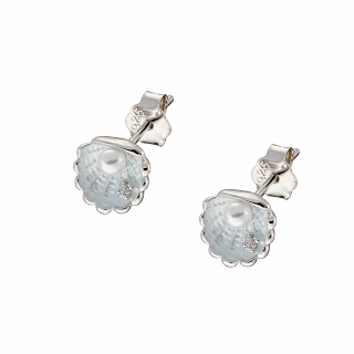 Oxzen ασημένια σκουλαρίκια καρφωτά κοχύλι με πέρλα