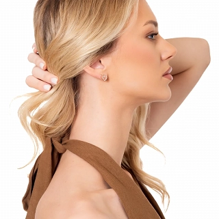 Oxzen ασημένια σκουλαρίκια καρφωτά με διπλή καρδιά και λευκά ζιργκόν