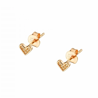 Oxzen ασημένια σκουλαρίκια καρφωτά μικρή καρδιά με λευκά ζιργκόν