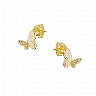 Oxzen ασημένια σκουλαρίκια καρφωτά πεταλούδα με φίλντισι