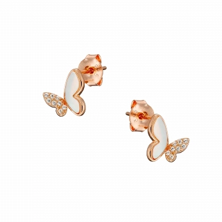 Oxzen ασημένια σκουλαρίκια καρφωτά πεταλούδα με φίλντισι