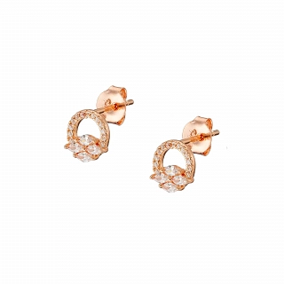 Oxzen ασημένια σκουλαρίκια καρφωτά με λευκά ζιργκόν