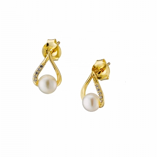 Oxzen ασημένια σκουλαρίκια καρφωτά με πέρλα