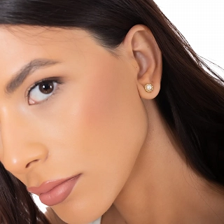 Oxzen ασημένια σκουλαρίκια καρφωτά με πέρλα