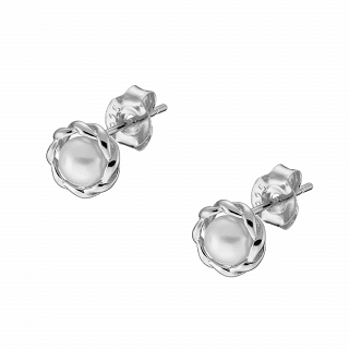 Oxzen ασημένια σκουλαρίκια καρφωτά με πέρλα