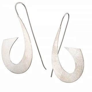 Oxzen ασημένια σκουλαρίκια κρίκοι ματ με ιδιαίτερο σχήμα