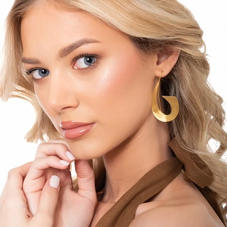 Oxzen ασημένια σκουλαρίκια κρίκοι ματ με ιδιαίτερο σχήμα