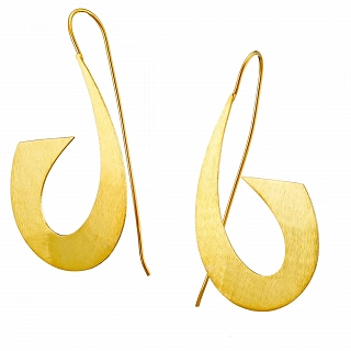 Oxzen ασημένια σκουλαρίκια κρίκοι ματ με ιδιαίτερο σχήμα