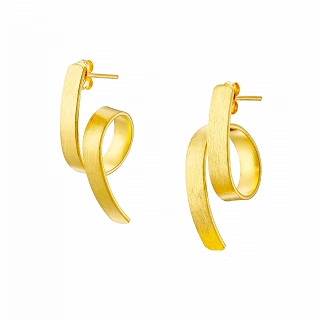 Oxzen ασημένια σκουλαρίκια ματ με ιδιαίτερο σχήμα