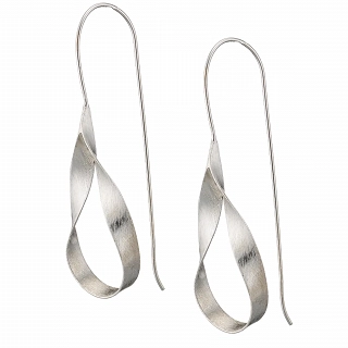 Oxzen ασημένια σκουλαρίκια μακριά ματ με ιδιαίτερο σχήμα