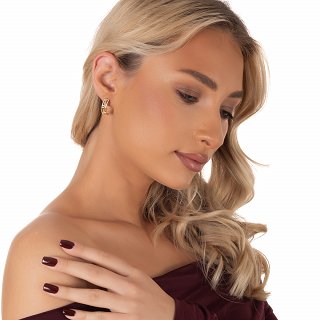 Oxzen ασημένιο σκουλαρίκι κρίκος με μαίανδρο και λευκά ζιργκόν