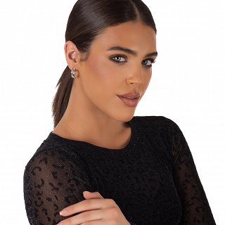 Oxzen ασημένιο σκουλαρίκι κρίκος με μαίανδρο