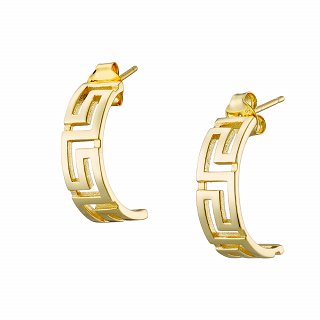 Oxzen ασημένιο σκουλαρίκι κρίκος με μαίανδρο