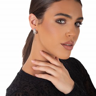 Oxzen ασημένιο σκουλαρίκι κρίκος με μαίανδρο