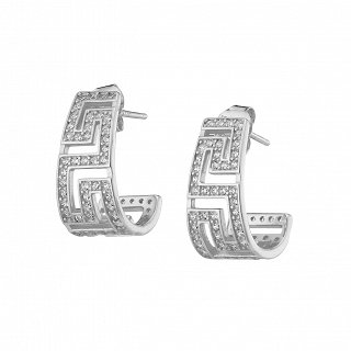 Oxzen ασημένιο σκουλαρίκι κρίκος με μαίανδρο