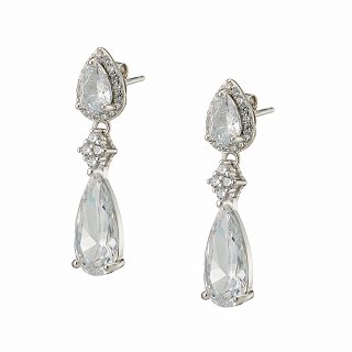 Oxzen σκουλαρίκι ασημένιο κρεμαστό με ζιργκόν