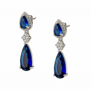 Oxzen σκουλαρίκι ασημένιο κρεμαστό με ζιργκόν