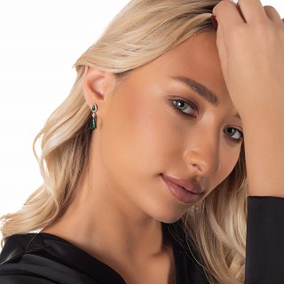 Oxzen σκουλαρίκι ασημένιο κρεμαστό με ζιργκόν