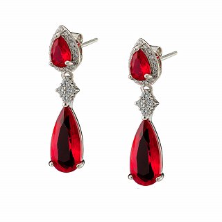 Oxzen σκουλαρίκι ασημένιο κρεμαστό με ζιργκόν