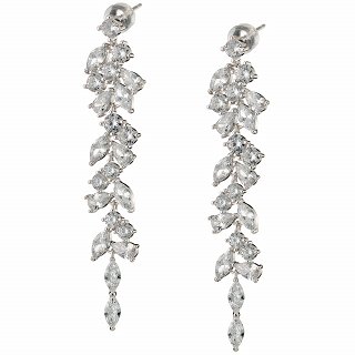 Oxzen ασημένιο σκουλαρίκι μακρύ με λευκά ζιργκόν