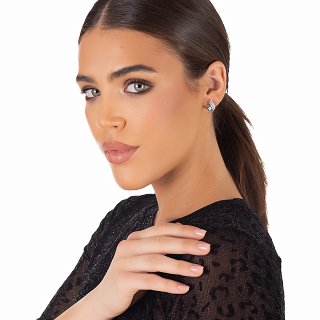 Oxzen ασημένιο σκουλαρικι σταγόνα με ζιργκόν