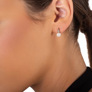 Oxzen ασημένιο σκουλαρίκι με πέρλα