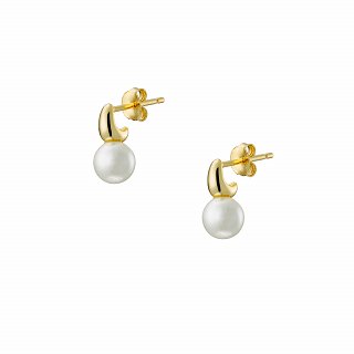 Oxzen ασημένιο σκουλαρίκι με πέρλα