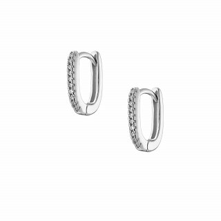 Oxzen ασημένιο σκουλαρίκι κρίκος τετράγωνος με ζιργκόν