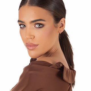 Oxzen ασημένιο σκουλαρίκι κρίκος τετράγωνος με ζιργκόν