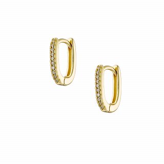 Oxzen ασημένιο σκουλαρίκι κρίκος τετράγωνος με ζιργκόν