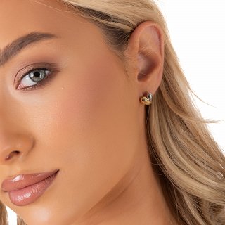 Oxzen ασημένιο σκουλαρίκι καρδιά ασημόχρυση