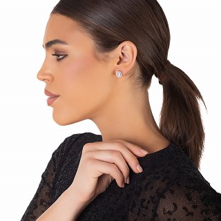 Oxzen ασημένιο σκουλαρίκι τετράγωνο με ζιργκόν