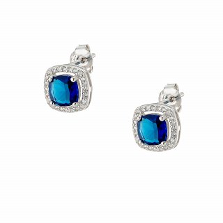 Oxzen ασημένιο σκουλαρίκι τετράγωνο με ζιργκόν