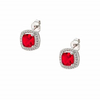 Oxzen ασημένιο σκουλαρίκι τετράγωνο με ζιργκόν