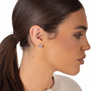 Oxzen ασημένιο σκουλαρίκι τετράγωνο με ζιργκόν